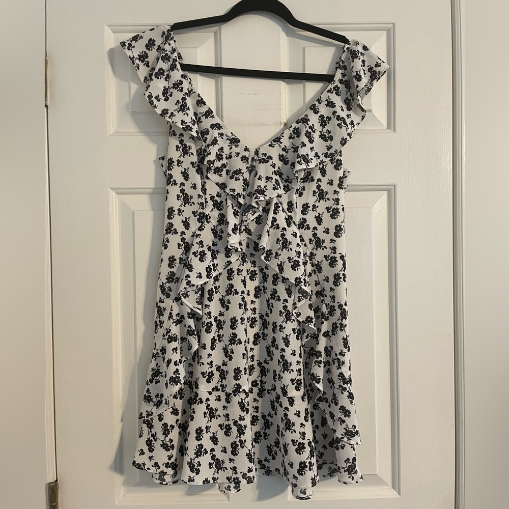 Black & White Floral Ruffle Sundress - Picture 1 of 5